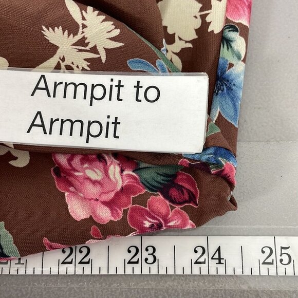 ODDY Dress Cold Shoulder Midi Shift Brown Floral Size 3X - Picture 13 of 15